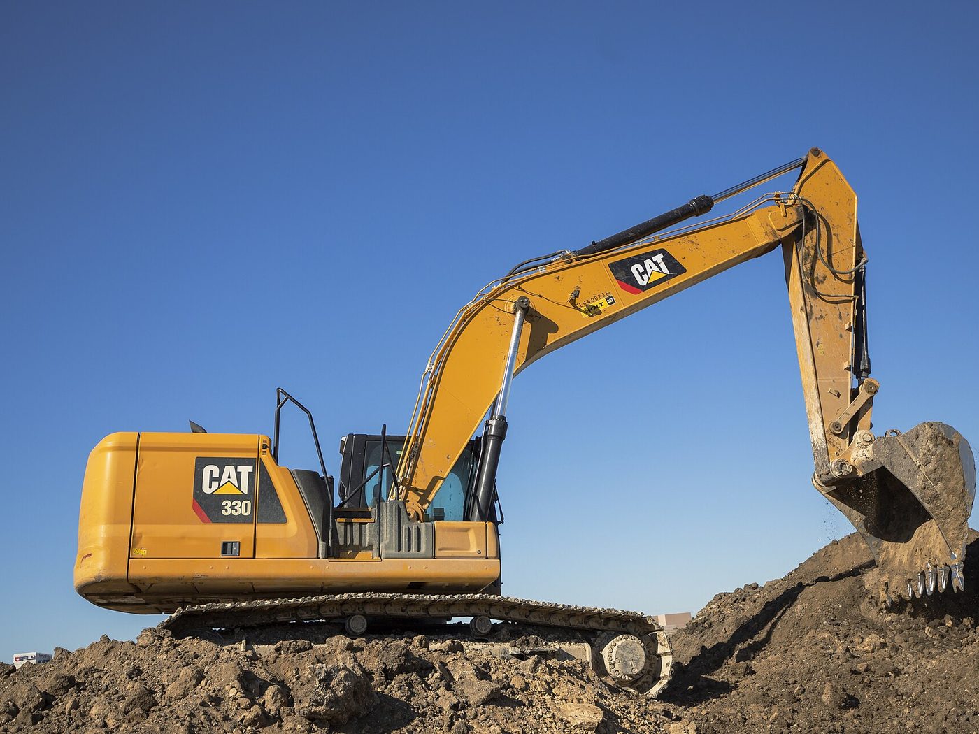 An excavator on a utility site