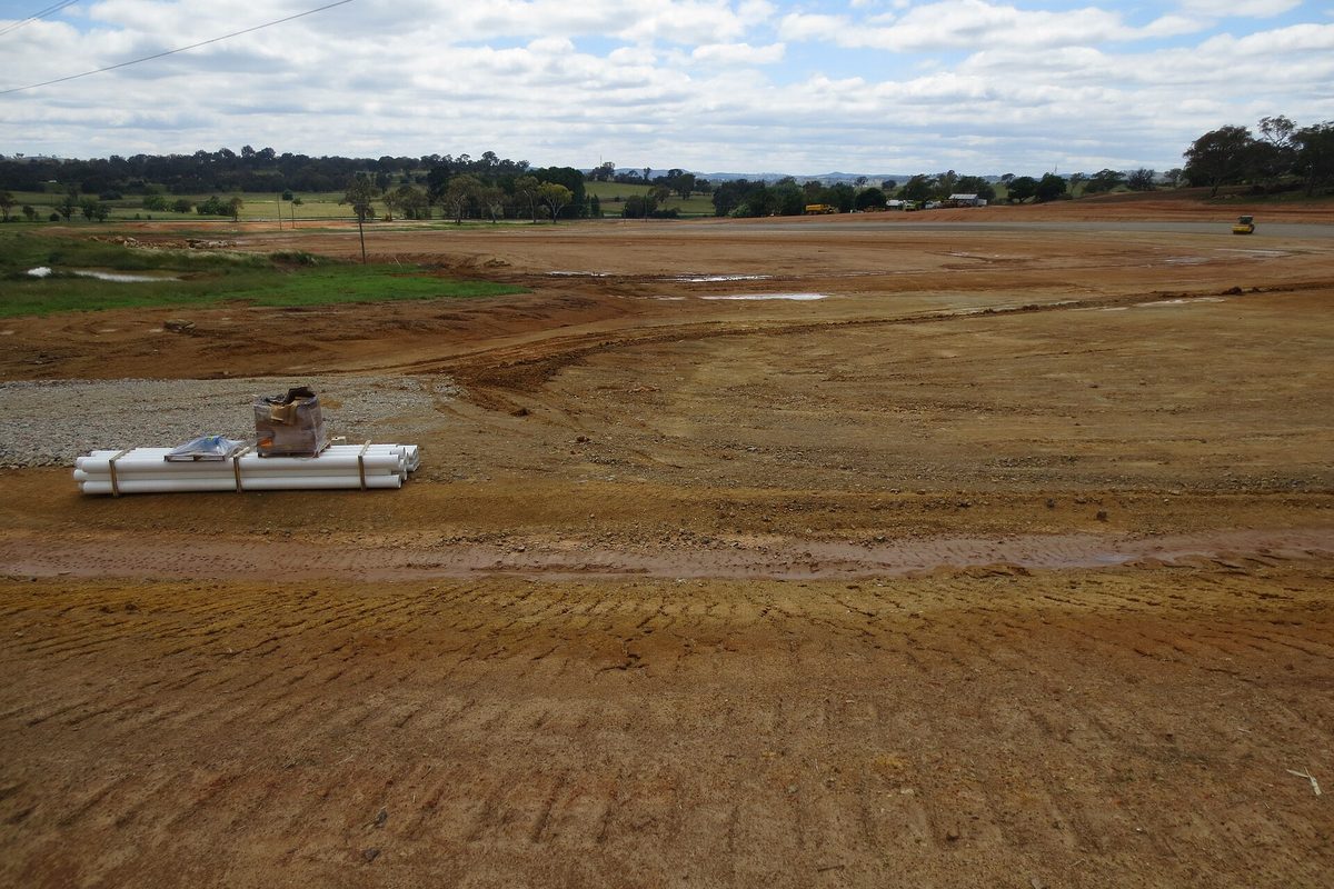 A cleared and graded site